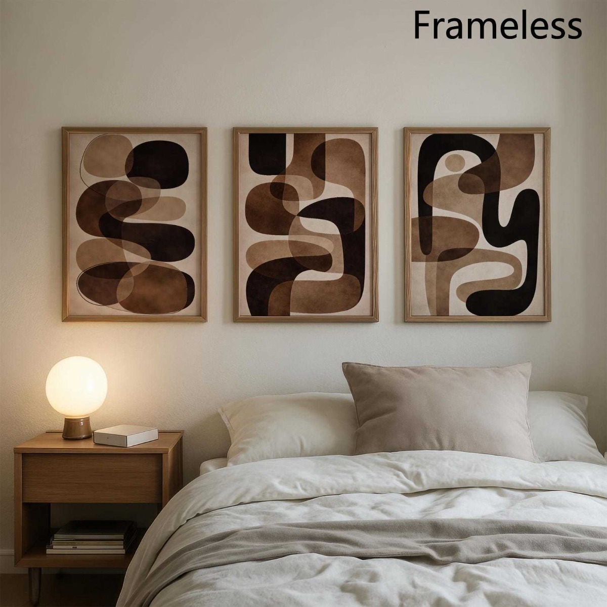 Abstract Canvas Set - 2D Flat 3pcs Japandi Brown Beige