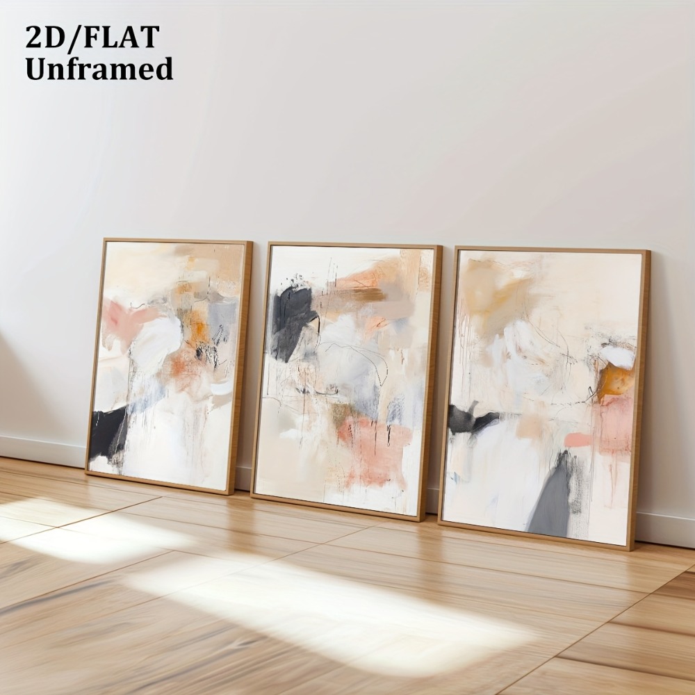 3pcs Frameless,Neutral Beige B - Abstract Canvas Set recension och pris