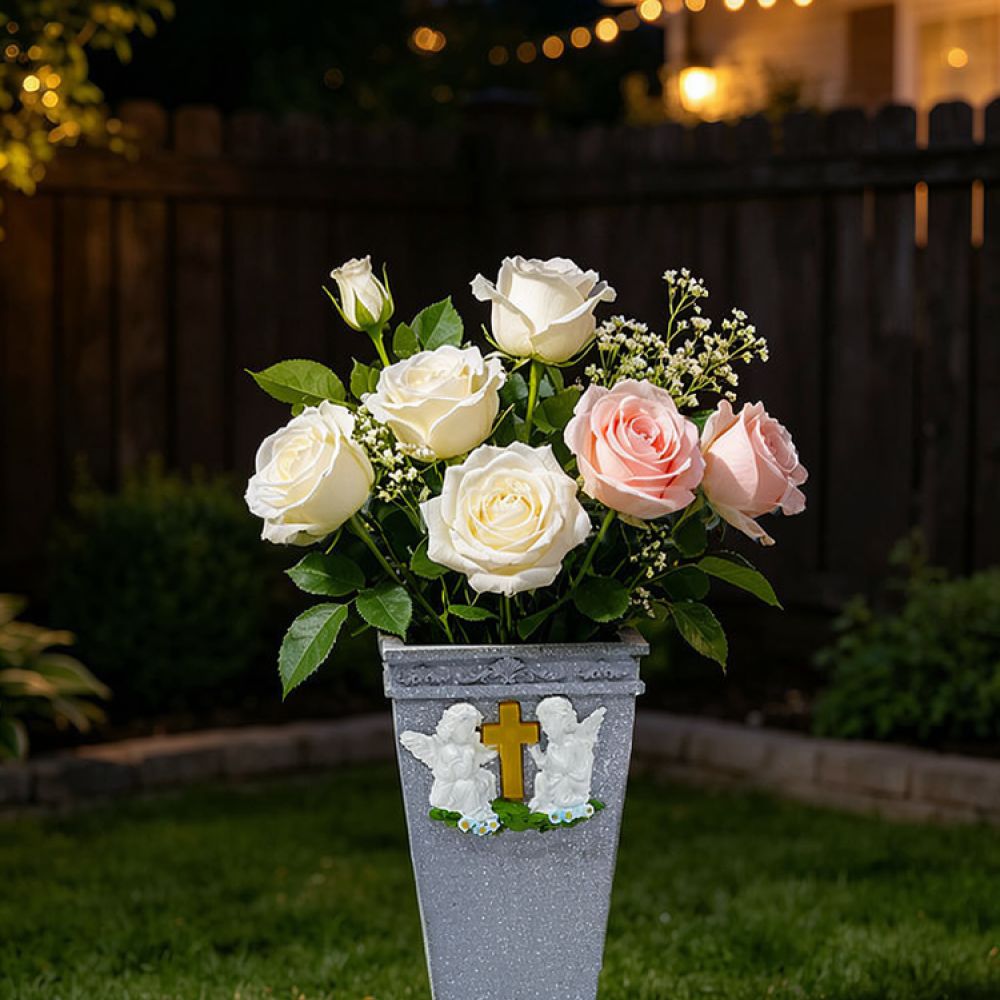 Resin Solar Cross Angel Grave  - Vase Decor recension och pris
