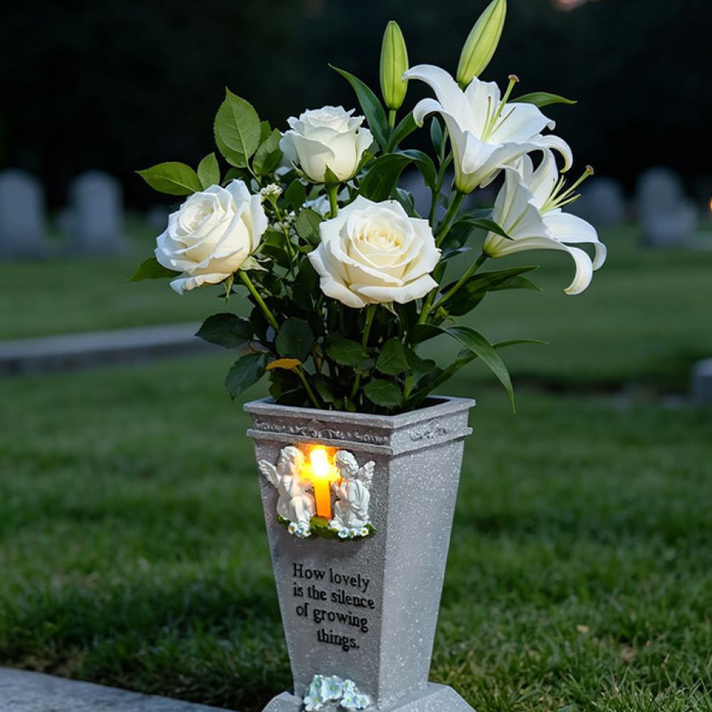 Resin Solar Cross Angel Grave  - Vase Decor recension och pris